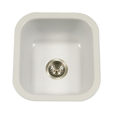 Houzer WH Porcela Series Porcelain Enamel Steel Undermount Bar/Prep Sink, White Kitchen Sink - Undermount Houzer